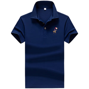 Summer new men polo shirt mens synthetic fiber Fabric mens short-sleeved embroidery polo shirt casual Breathable polo shirt 633