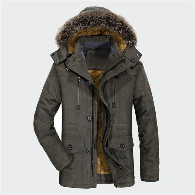 Winter Jacket Men Plus Size 5XL 6XL Cotton Padded Warm Parka Coat Casual Faux Fur Hooded Fleece Long Male Jacket Windbreaker Men