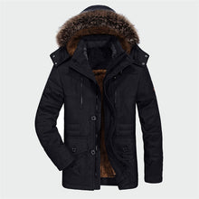 Load image into Gallery viewer, Winter Jacket Men Plus Size 5XL 6XL Cotton Padded Warm Parka Coat Casual Faux Fur Hooded Fleece Long Male Jacket Windbreaker Men
