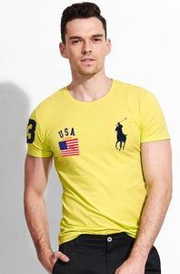 Man Polo Shirt Brand Mens Casual Deer Embroidery Polo shirt Men Short Sleeve High Quantity Polo Men 4114